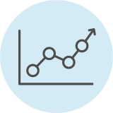 Line graph graphic showing growth.